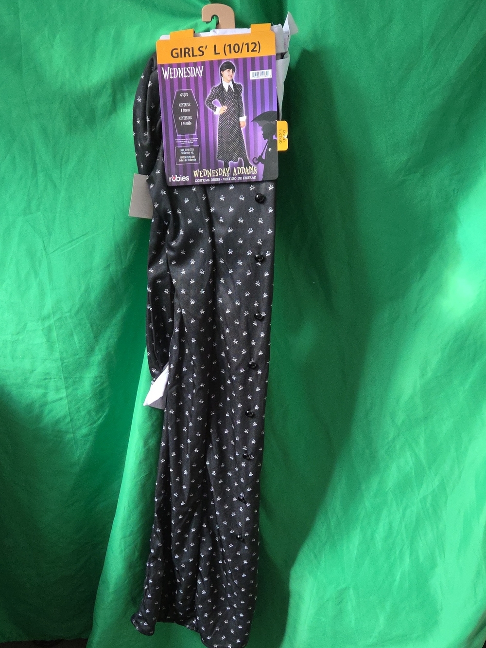 Rubie's Girls' Black Wednesday Pajama Set with Small White Motif